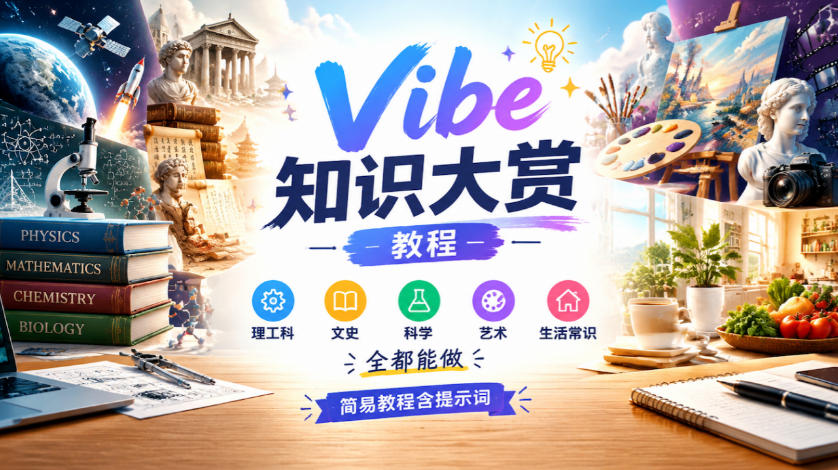 Vibe知识大赏教程,理工科、文史、科学、艺术、生活常识全都能做,简易教程含提示词(更新1025)-副业网