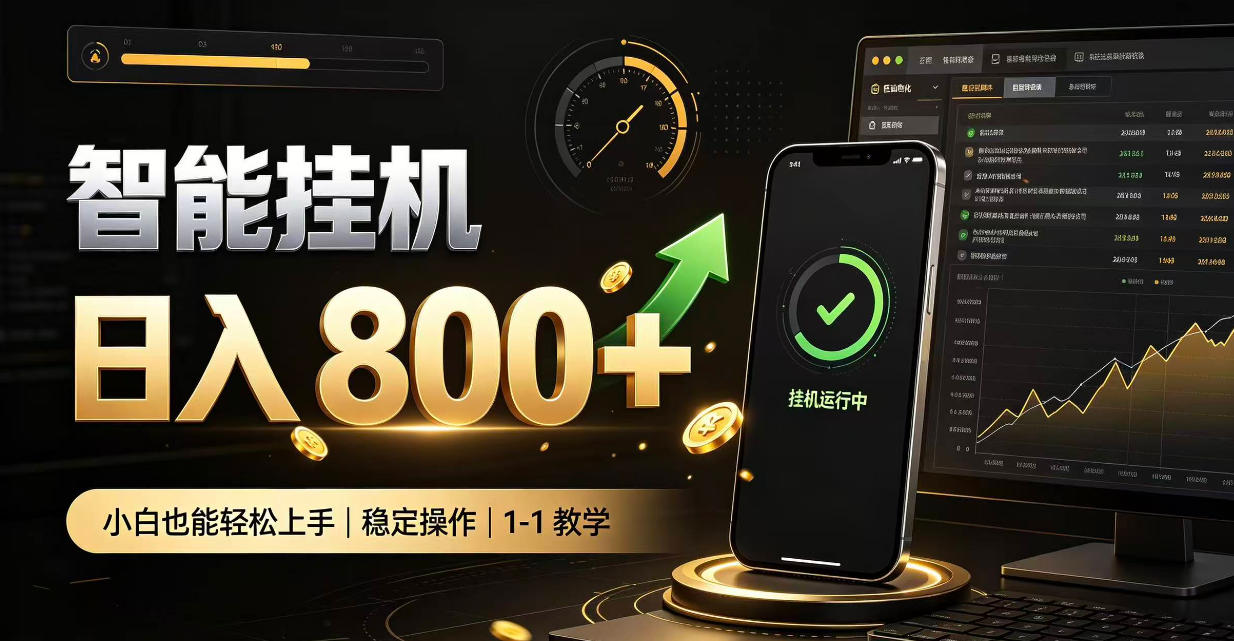 零值守智能挂G，副业高效增收居家智能挂G，新手也能日入800【揭秘】-副业网