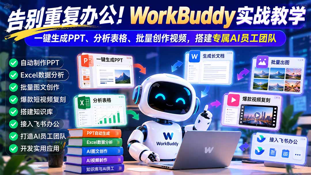 图片[2]-告别重复办公！WorkBuddy实战教学：一键生成PPT、分析表格、批量创作视频，搭建专属AI员工团队-副业网