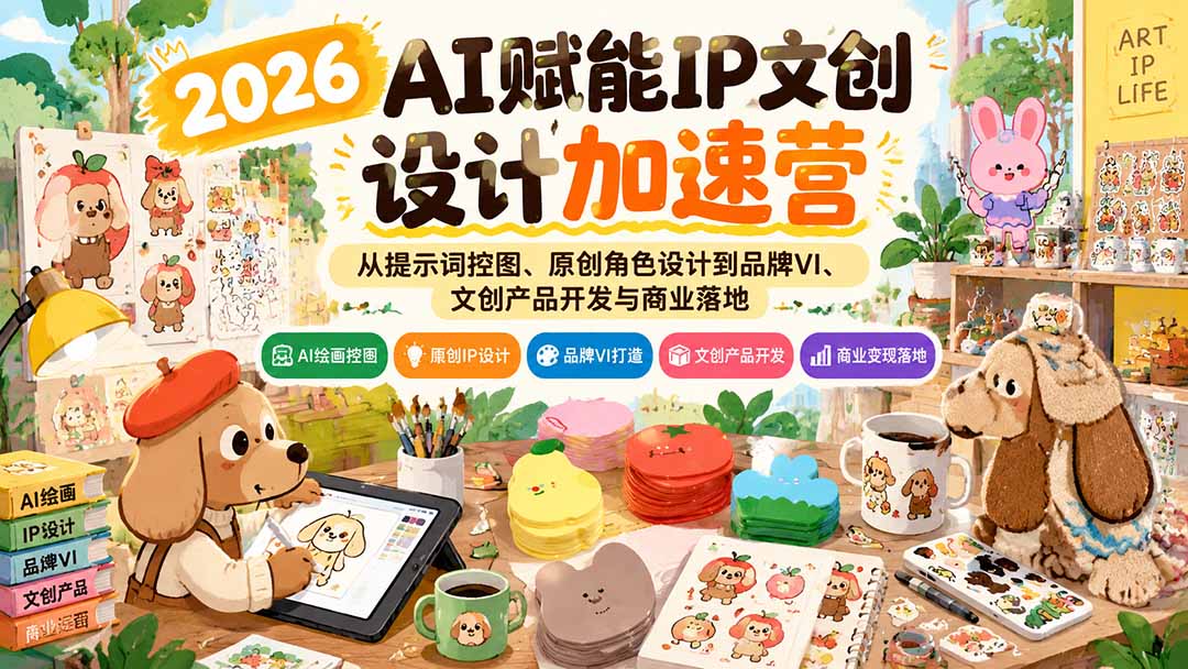 2026AI赋能IP文创设计加速营:从提示词控图、原创角色设计到品牌VI、文创产品开发与商业落地-副业网