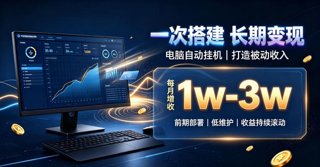 一份投入长期收益,电脑自动挂G类目,搭建被动收入每月增收1w-3w【揭秘】-副业网