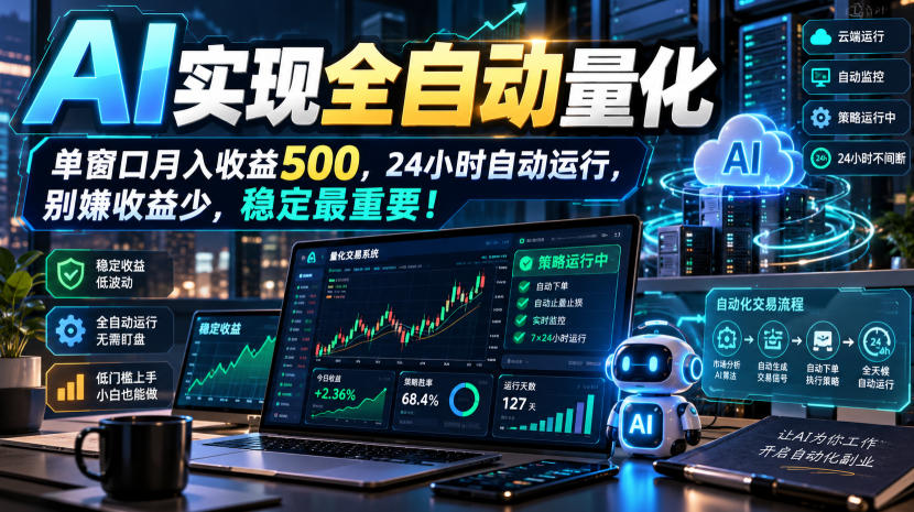 AI全自动量化项目，长期稳定可落地，0门槛躺赚稳定项目！-副业网