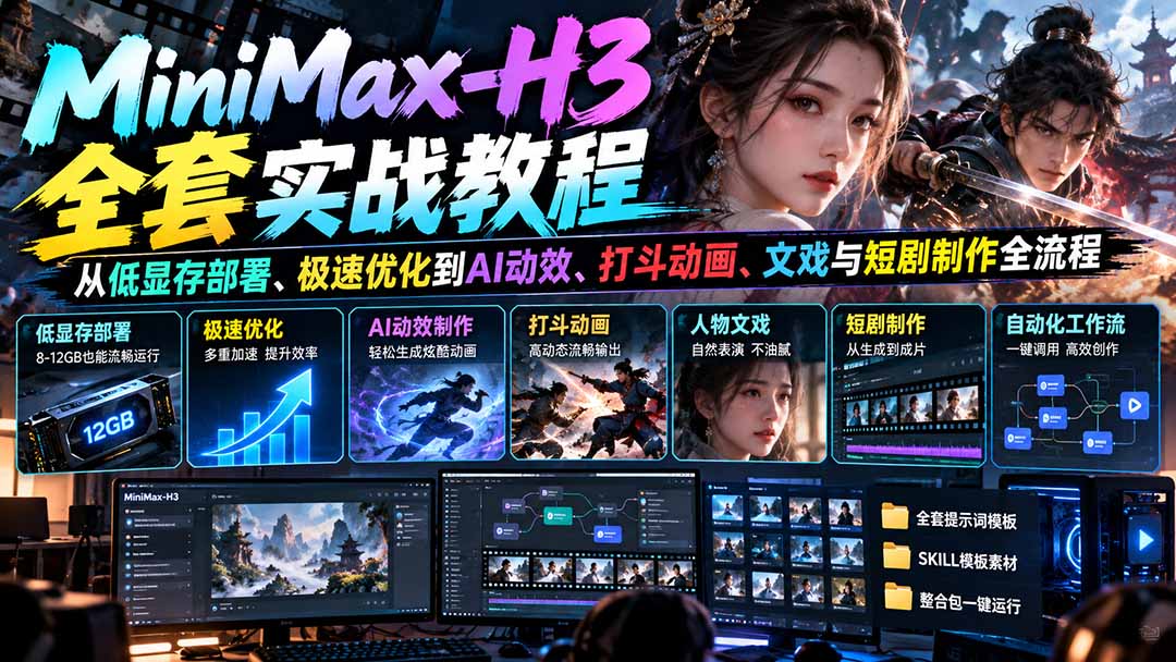 图片[2]-MiniMax-H3全套实战教程：从低显存部署、极速优化到AI动效、打斗动画、文戏与短剧制作全流程-副业网