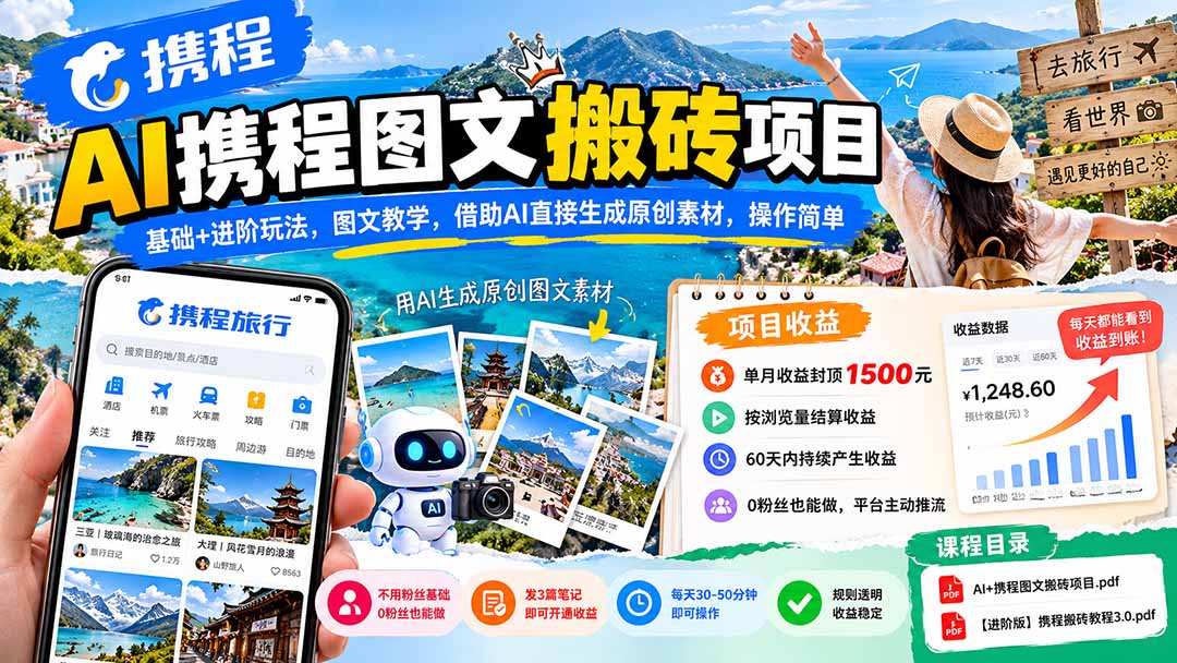 图片[2]-AI携程图文搬砖项目，基础+进阶玩法，图文教学，借助AI直接生成原创素材，操作简单-副业网