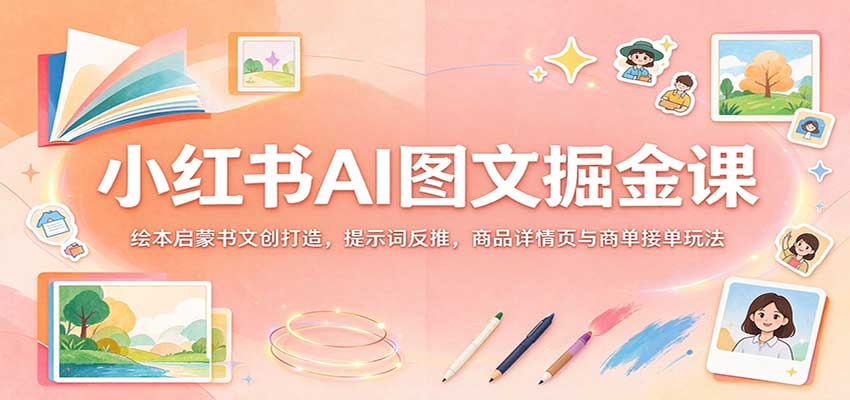 小红书AI图文掘金课：绘本启蒙书文创打造，提示词反推，商品详情页与商单接单玩法-副业网
