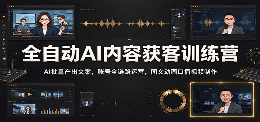 全自动AI内容获客训练营:AI批量产出文案,账号全链路运营,图文动画口播视频制作-副业网