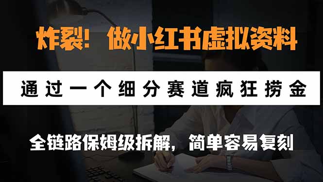 炸裂！做小红书虚拟资料，通过一个细分赛道疯狂捞金，全链路保姆级拆解，简单容易复刻-副业网