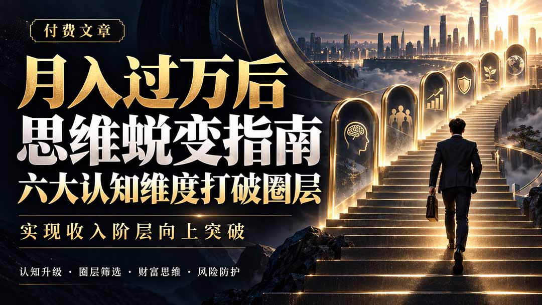 付费文章：月入过万后思维蜕变指南，六大认知维度打破圈层，实现收入阶层向上突破-副业网