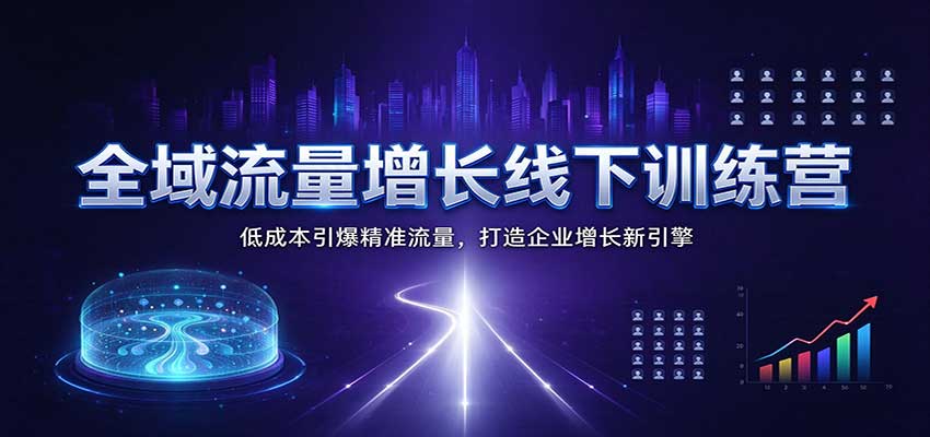 全域流量增长线下训练营：低成本引爆精准流量，打造企业增长新引擎-副业网