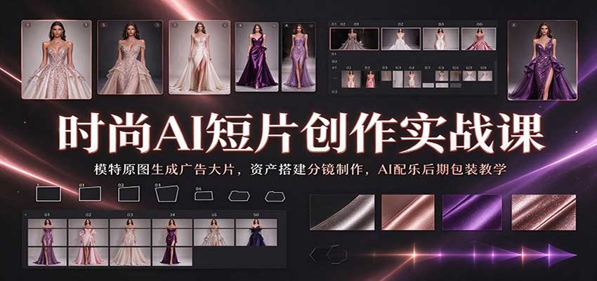 时尚AI短片创作实战课:模特原图生成广告大片,资产搭建分镜制作,AI配乐后期包装教学-副业网