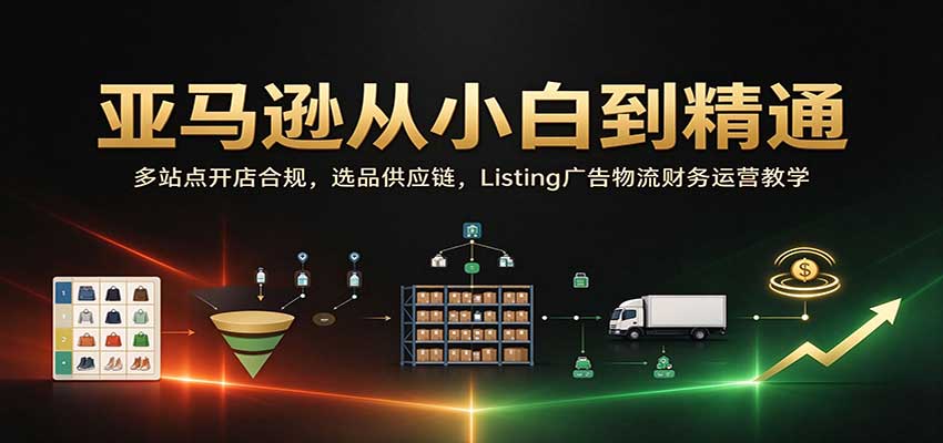 亚马逊从小白到精通：多站点开店合规，选品供应链，Listing广告物流财务运营教学-副业网