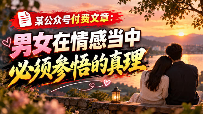 某公众号付费文章：男女在情感当中必须参悟的真理-副业网