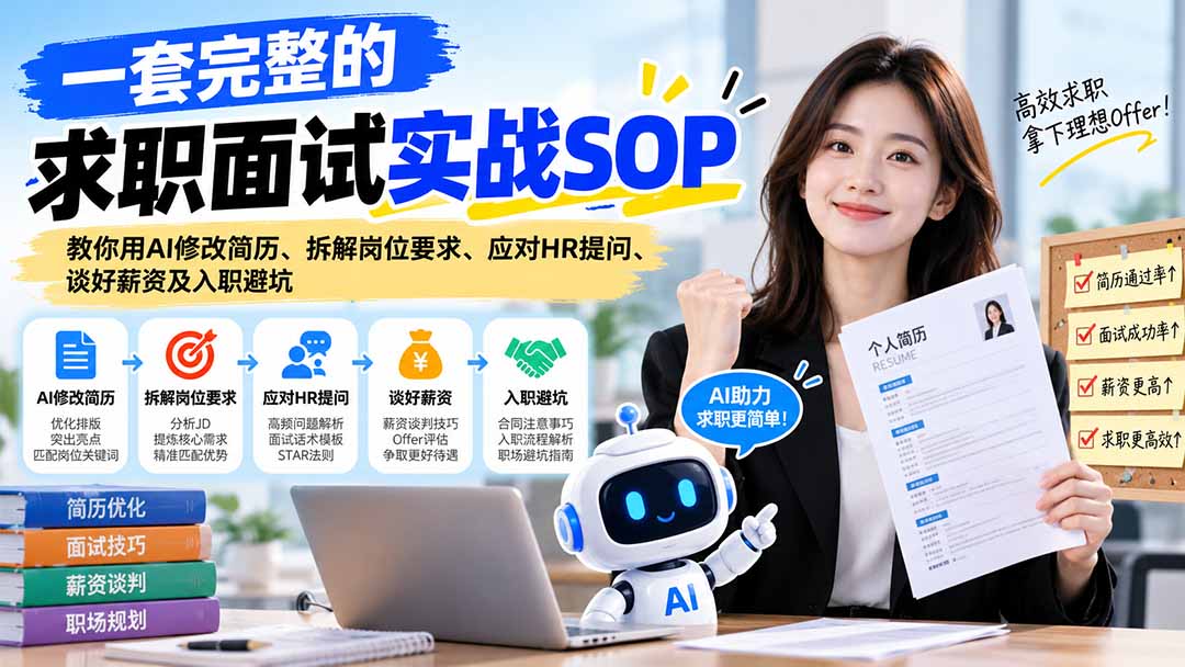 一套完整的求职面试实战SOP：教你用AI修改简历、拆解岗位要求、应对HR提问、谈好薪资及入职避坑-副业网