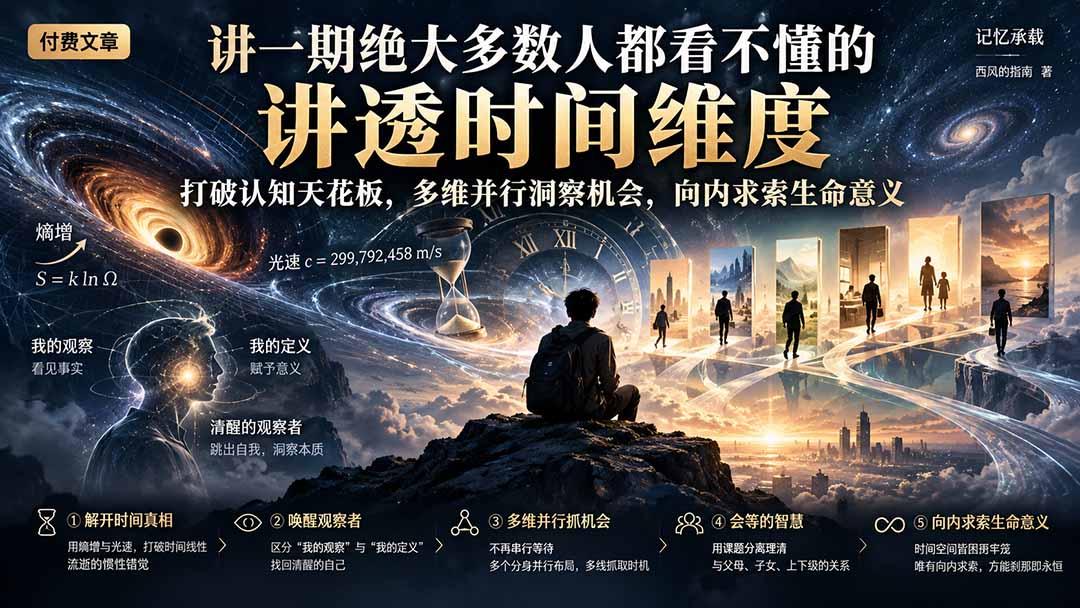 付费文章：讲一期绝大多数人都看不懂的，讲透时间维度，打破认知天花板，多维并行洞察机会，向内求索生命意义-副业网