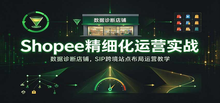 Shopee精细化运营实战：数据诊断店铺，SIP跨境站点布局运营教学【进阶】-副业网
