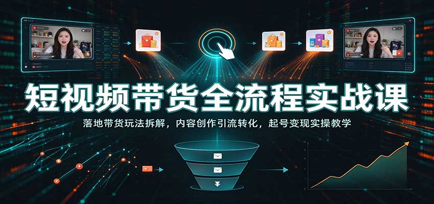 短视频带货全流程实战课：落地带货玩法拆解，内容创作引流转化，起号变现实操教学-副业网