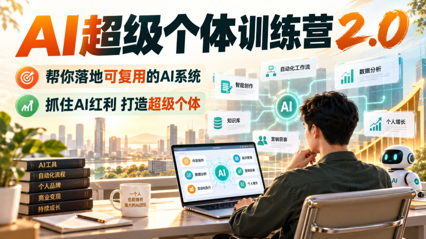 AI超级个体训练营2.0，帮你落地可复用的AI系统，抓住AI红利打造超级个体-副业网