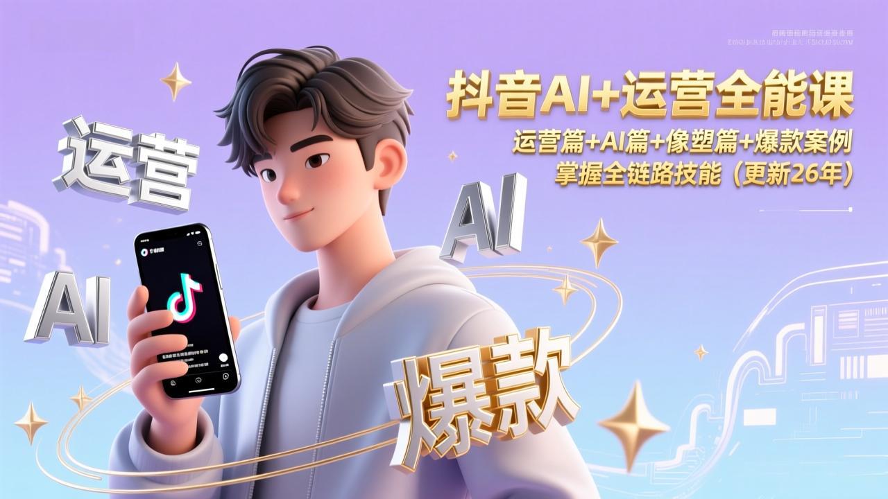 抖音AI+运营全能课，运营篇+AI篇+像塑篇+爆款案例，掌握全链路技能(更新26年-副业网