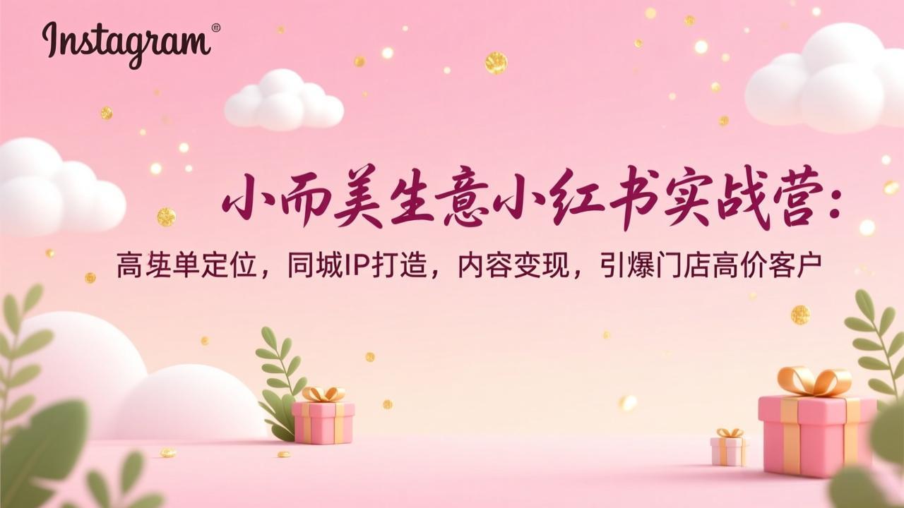 小而美生意小红书实战营：高客单定位，同城IP打造，内容变现，引爆门店高价客户-副业网